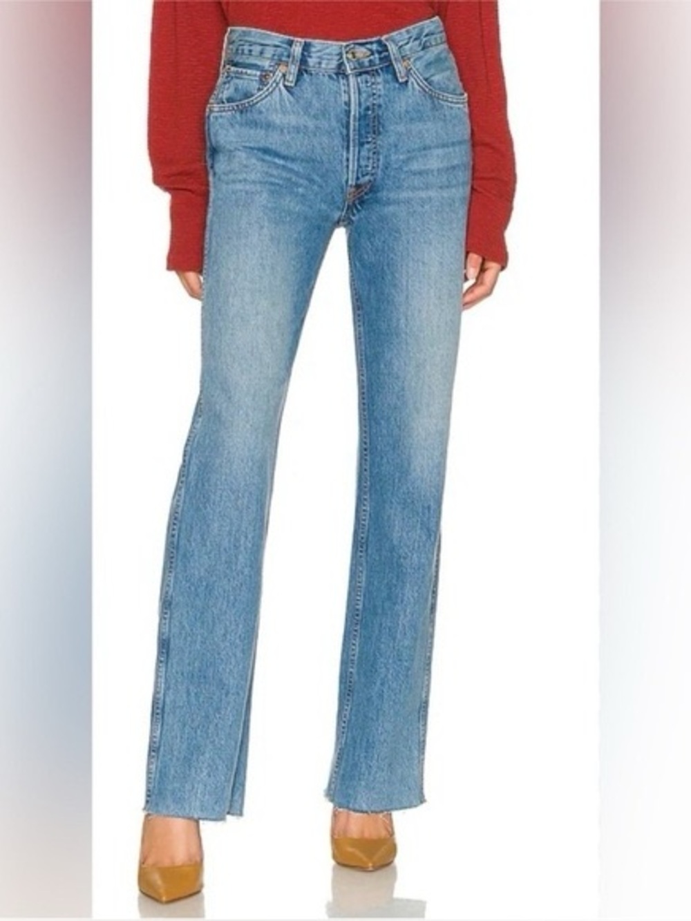 RE/DONE 90s High Rise Loose Jeans Raw Hem 25